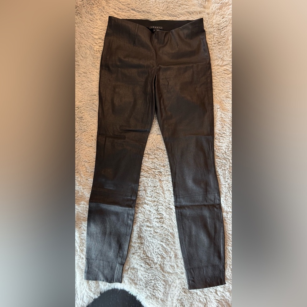 Theory Black Leather Leggings